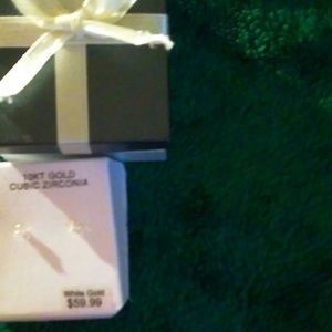 10KT white gold cubic zironia earrings.